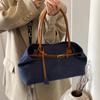 Patchwork Color Denim Shoulder Bag Hasp Closure Casual Tote Bag Casual Vintage Armpit Bag  Students