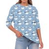 Women's Fashion Casual Christmas Print Round Neck Solid Color Long Sleeve Top
