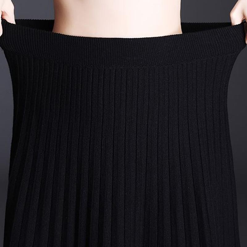 Γυναικεία πλεκτά μακριά φούστα πλισέ γυναικεία Άνοιξη Χειμώνας Φθινόπωρο Vintage ρούχα με ψηλή μέση Faldas