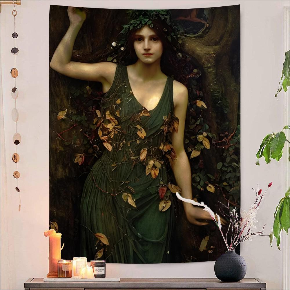 John William Waterhouse Anime Tapestry Hippie Flower Wall Carpets Dorm Decor Cheap Hippie Wall Hanging