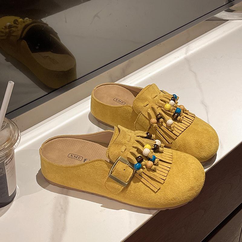 2025 Spring-autumn  Fashionable One-piece Thick-soled Height-increasing Half-heeled Shoes Women's Retro-style Headband Slippers