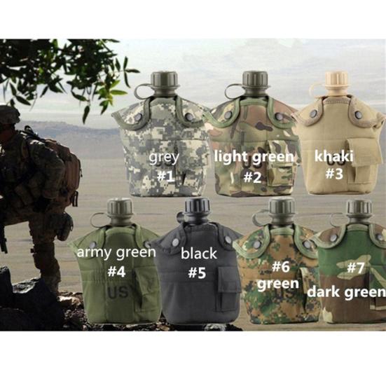 1L Army Military Water Bottle Camping Hiking Canteen Cup Portable for Outdoor