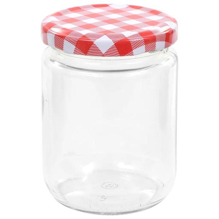 Jam Jars - VIDAXL - Red and White Lid - 230 Ml - Transparent Glass - 48 Pieces