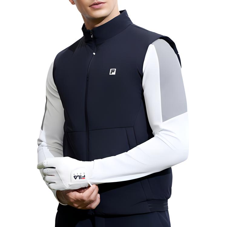 FILA Golf Series Letter Print Stand Collar Sports Cotton Vest Men Vests Legendary-Blue A11M415903F-NV