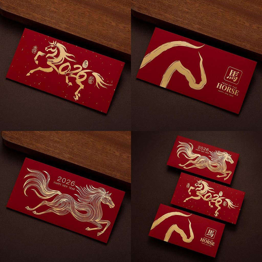 New Year Red Envelope Pack With Gold Foil For Spring Festival Gift Giving