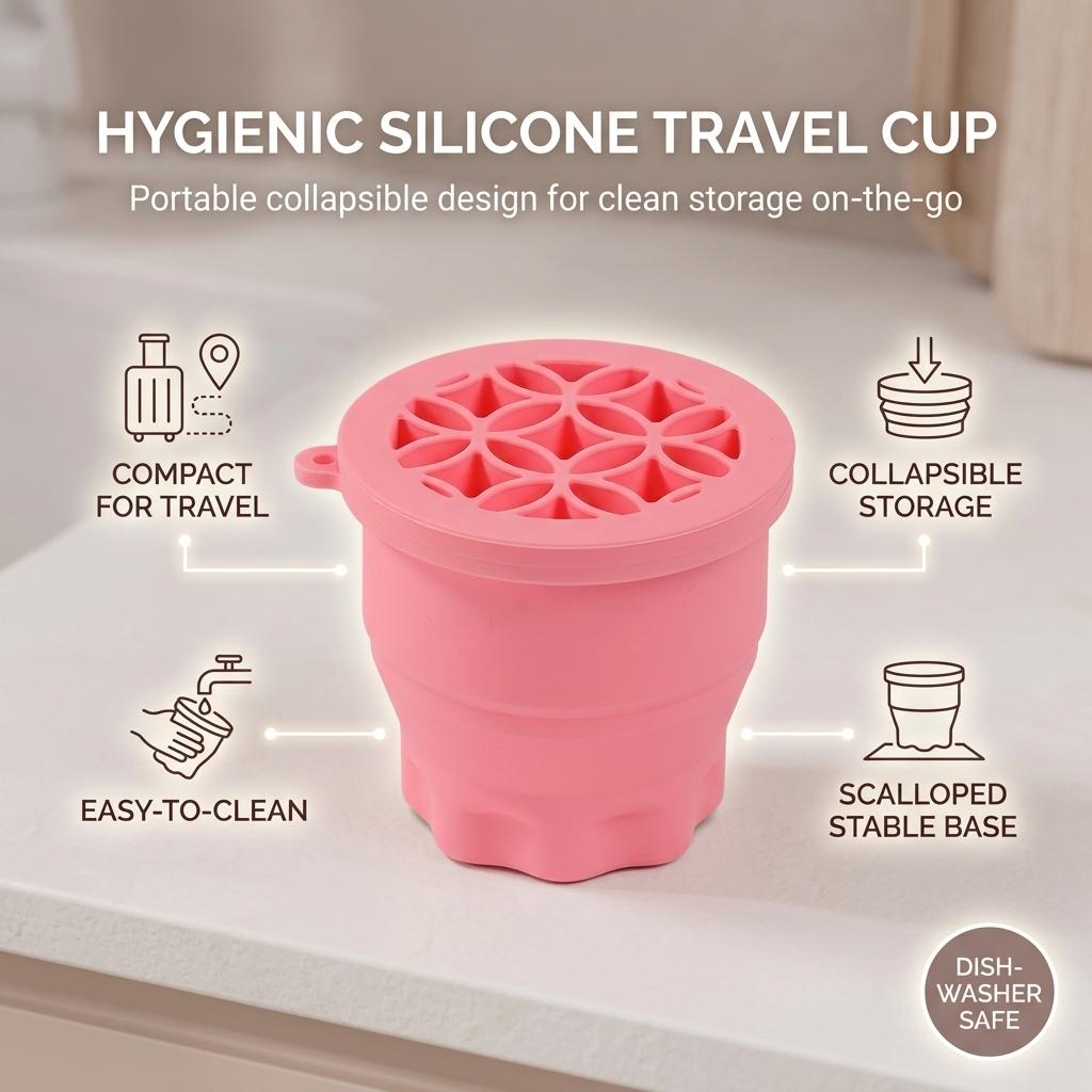 Silicone Makeup Brush Cleaning Cup With Storage And Drying Function For Cosmetic Tools