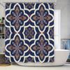Decorative Blue Bath Curtain With Floral Patterns Modern Shower Curtain For Bathroom Decorations