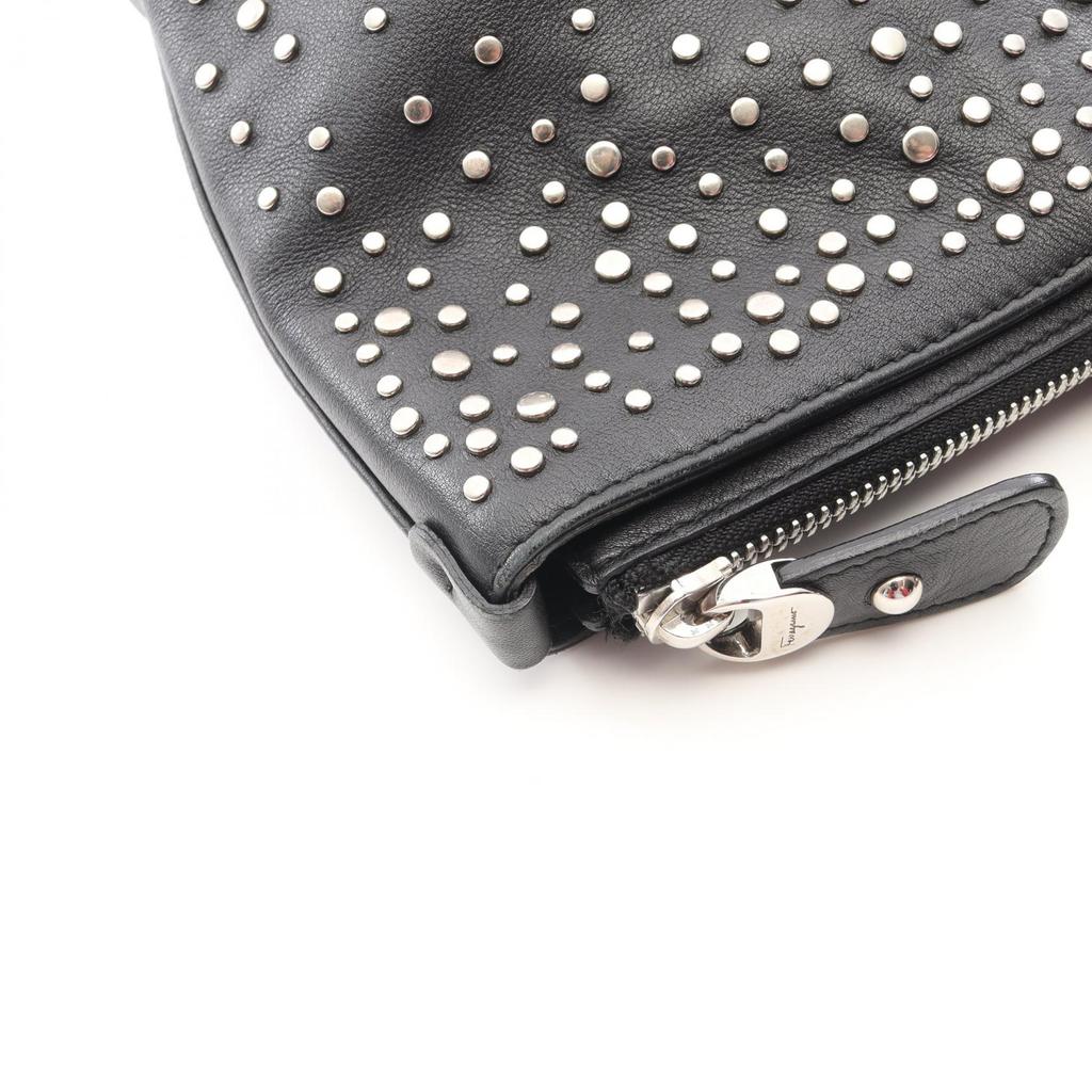 Used Salvatore Ferragamo Gancini Tote Bag leather Black Used Women
