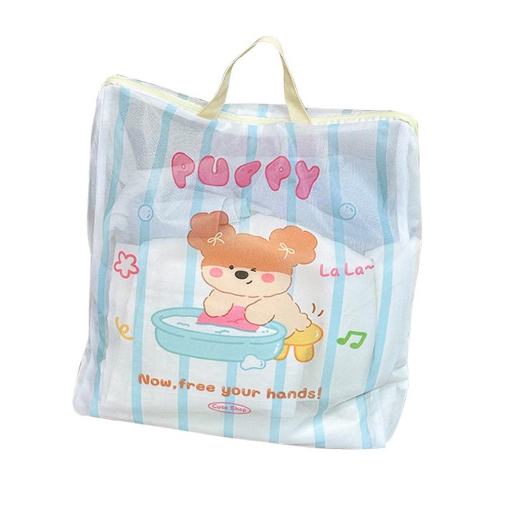 Cute Cartoon Cat Puppy Zippered Mesh Laundry Bags Anti-deformation Anti-Winding Protective Washing Bag Breathable Laundry Care