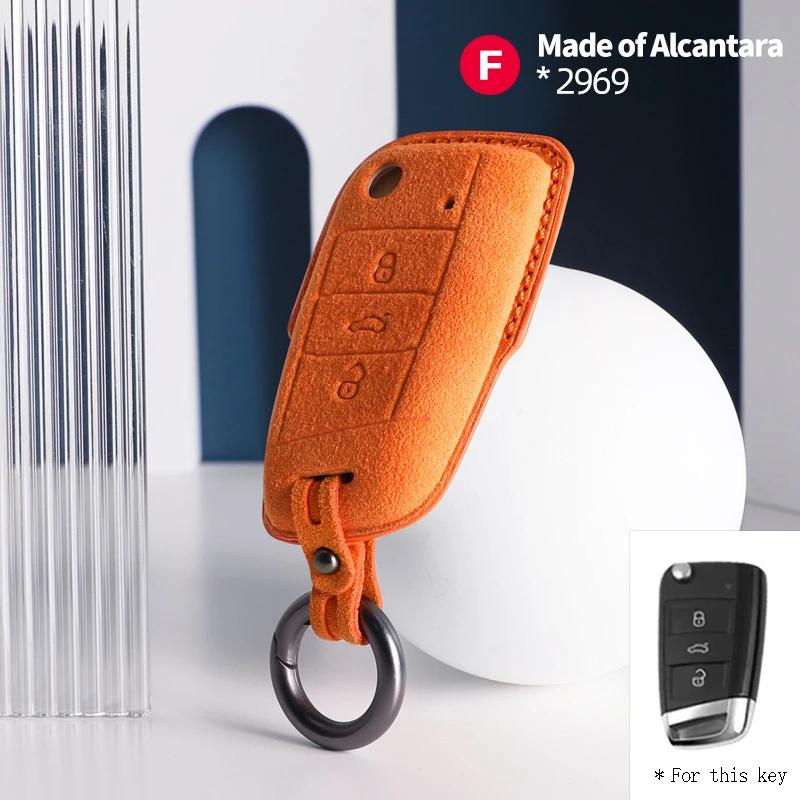 Interior Mouldings Car Key Case Alcantara Keychain For VW Volkswagen Golf 7 MK7 Tiguan MK2 Passat Sagitar Cover Shell Auto Inter