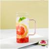 High Value Glass Straw Cup with Cover  Square Color Handle Transparent Glass Milk Tea Flat Bottom Single Layer Cup