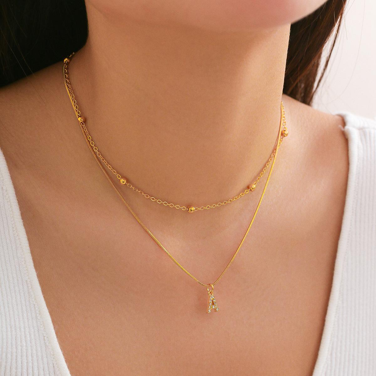 

Аксессуары, простой кулон-буква с бриллиантами, двойное ожерелье, цепочка для ключицы, универсальная цепочка из змеиной кости See details