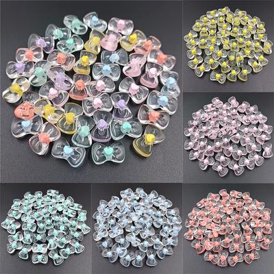 Lose Perlen zum Selbermachen, handgefertigter Schmuck zur Schmuckherstellung, transparente Perlenmaterialien, handgefertigte Acrylperlen in Herzform, Schleifenperlen, 10 Stück