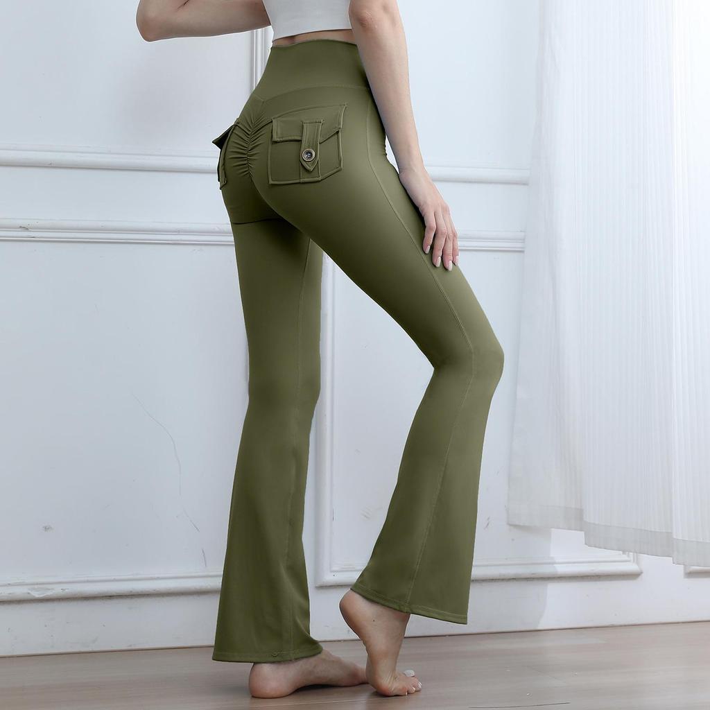 High-Waisted Seamless Bell-Bottom Yoga Pants - Butt-Lifting Peach Style for Sports, Yoga, and Fitness