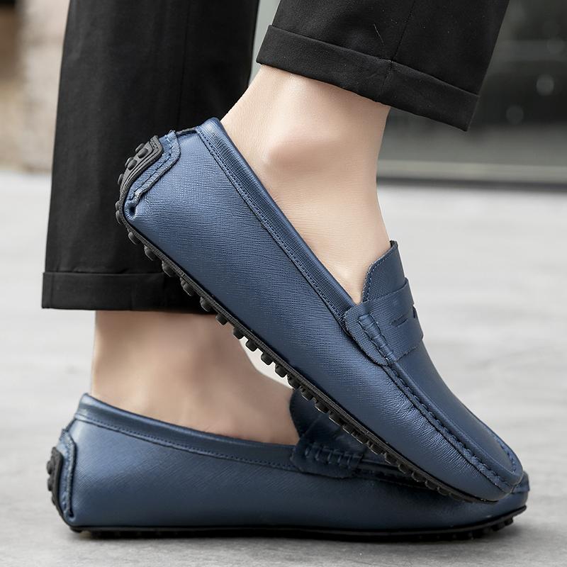 Fashion Luxury Formal Casual Flats Mens Loafers Genuine Leather Men Shoes Moccasins Male Breathable Slip On Walking Boat Plus Size 38-49