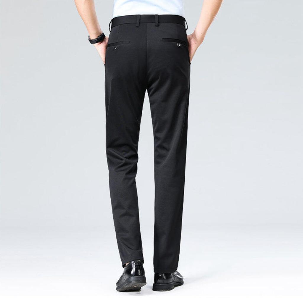 Men's Solid Color Casual Stretch Trousers Men's Loose Straight Suit Pants