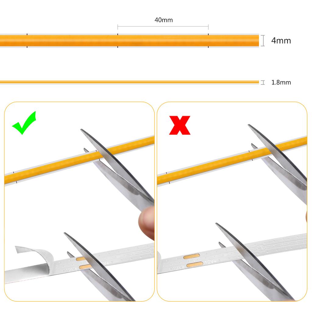 FCOB LED Streifenlicht DC 12V Flexibles LED Band 5mm 320LEDs/M Hohe Dichte Lineare Beleuchtung 1m 2m 3m 4m 5m