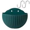 Imitation Rattan Wall Hanging Plant Pot Half Round Wall Mounted Semicircular Flower Pot for Indoor Outdoor Balcony Dark Green S