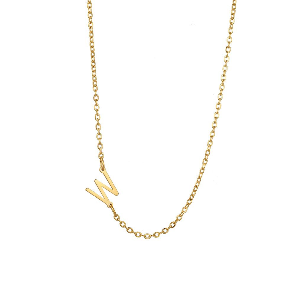 Cazador Sideways Tiny Letter Initial Necklaces A-Z Letters Necklace Stainless Steel Necklace For Women Gift Anniversary Jewelry