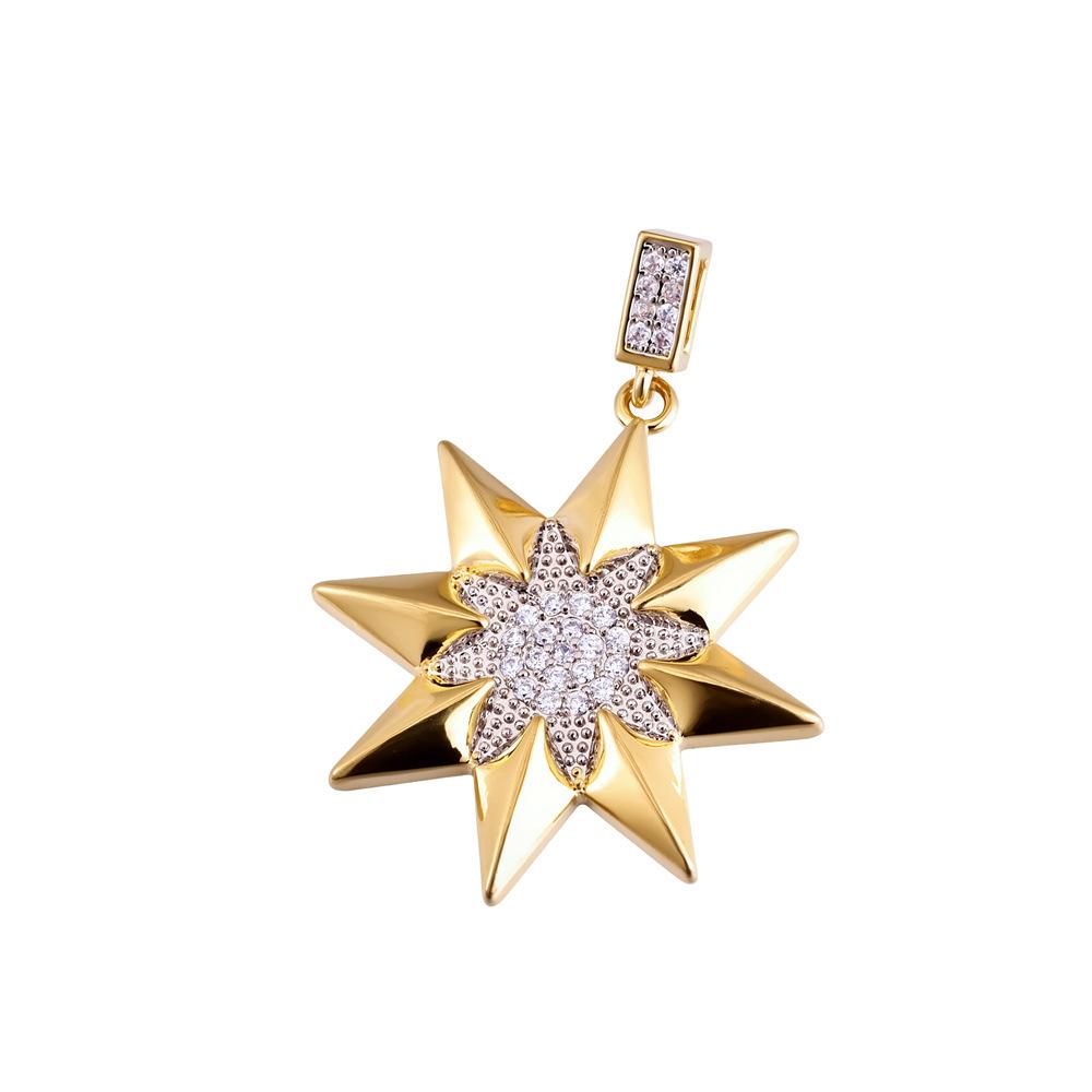 Retro European Zircon Pendant: Eight-Pointed Star, Sunflower, Spiral, Five-Pointed Star Necklace Accessory.