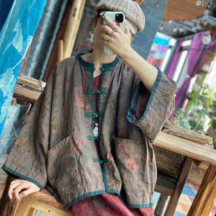 1939 Retro Artistic Xiangyunsha Printed Shirt Cardigan