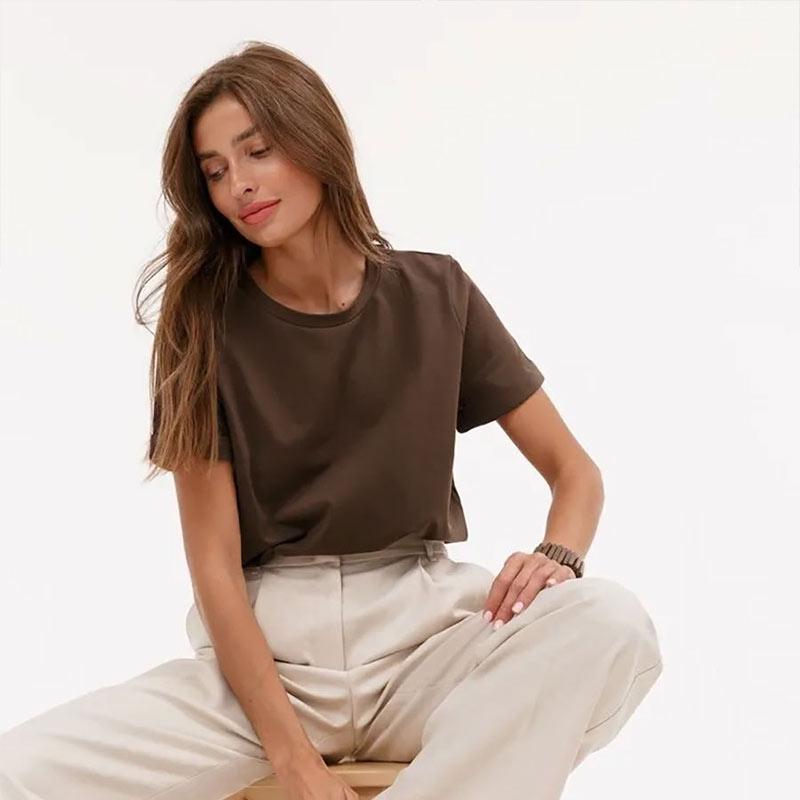 Basic Causal Solid Crew Neck Cotton T-shirt Women Loose Versatile Commuter Short Sleeve Tee Summer Simple Daily Lady Tops