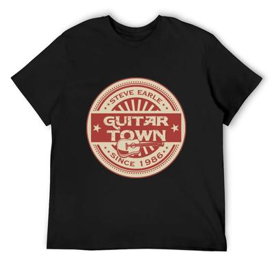 Steve Earle - Tričko Guitar Town Hippie oblečení Kawaii oblečení Tričko s krátkým rukávem Pánské