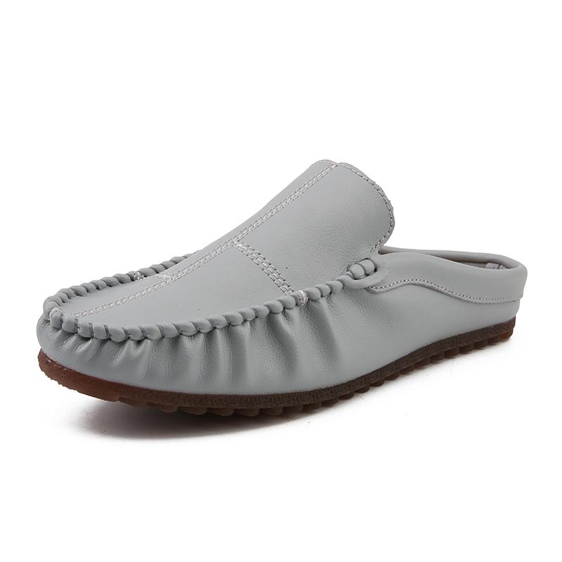 2026 Summer Semi Drag Casual Shoes Mules Men Backless Loafers Slippers Peas Shoes Slip On Flats Man Slides Sandals