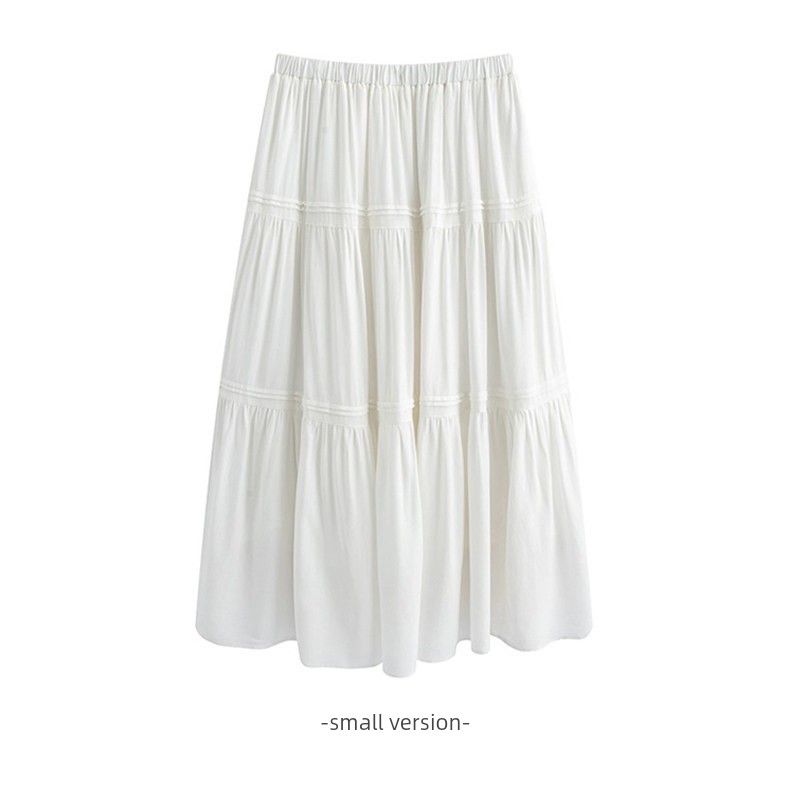 

Julu Studio White Pigeon Manual Slightly Oversized Girls Stylish White High-Waist Tiered-Ruffle Long Dress plus Size Skirt White Midi Skirt (Petite Fit) L