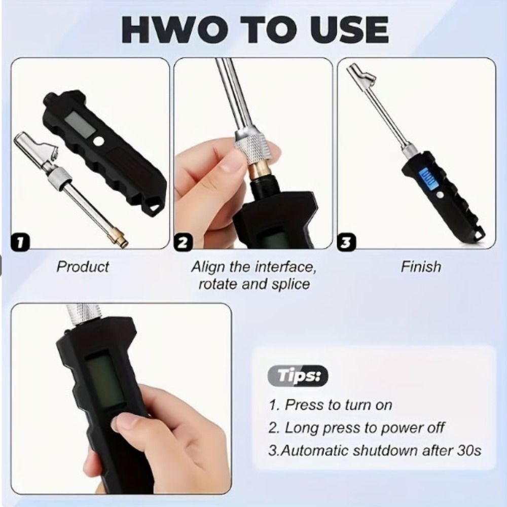 LCD Display Truck Tire Pressure Gauge Stainless Steel Air Gauge Vehicle Tester  For Drivers