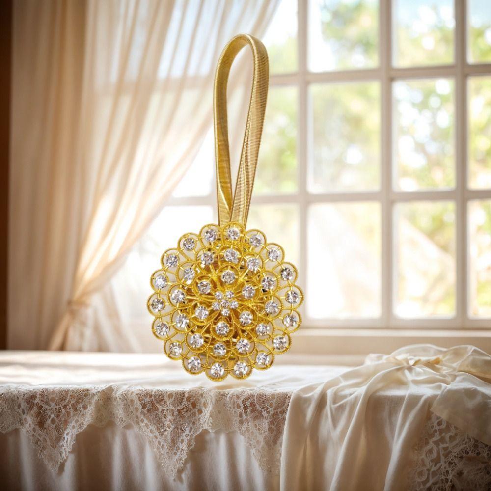 Sparkling Crystal Curtain Tieback Fasteners Flower Shape Curtain Tiebacks  Living Room
