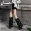 Fashion Designer High Heels Women's High Boots Sexy Pointed Toe Heeled Shoes Autumn 2025 Pumps Chelsea Boots New Trend Goth Woman Boots