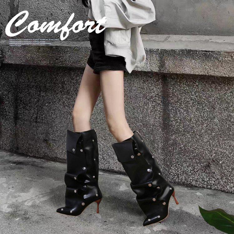 Fashion Designer High Heels Women's High Boots Sexy Pointed Toe Heeled Shoes Autumn 2025 Pumps Chelsea Boots New Trend Goth Woman Boots