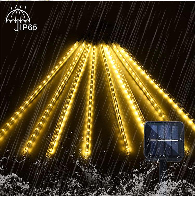 Colorful LED Solar Meteor Shower String Lights for Outdoor Hanging Decoration