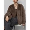 Fur V-neck faux fur jacket short fashion fox fur jacket fluffy plush women's clothing
