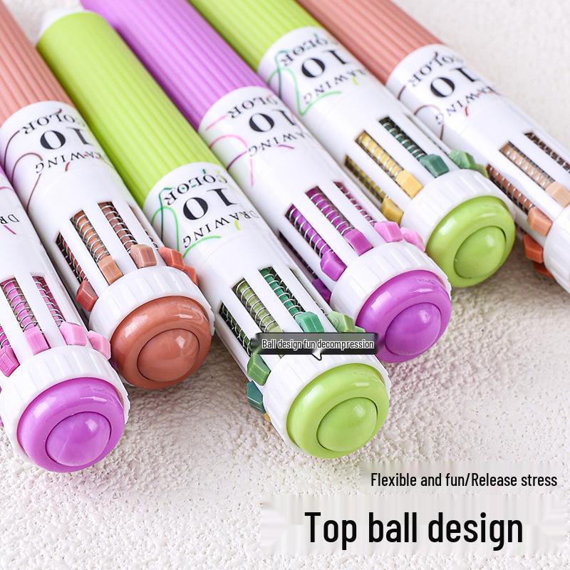 Blue Fruit 10-Color Quick-Dry Ballpoint and Marker Pen Set for Creative Drawing and Painting