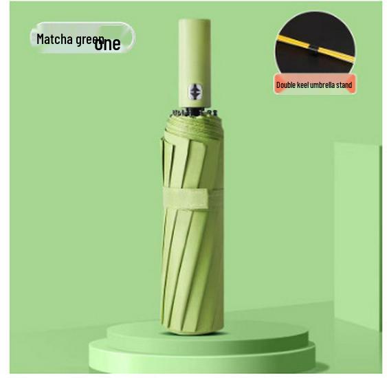 24-ribbad automatisk förstärkt svart lim vikbar paraply - Solskydd & Regnskydd