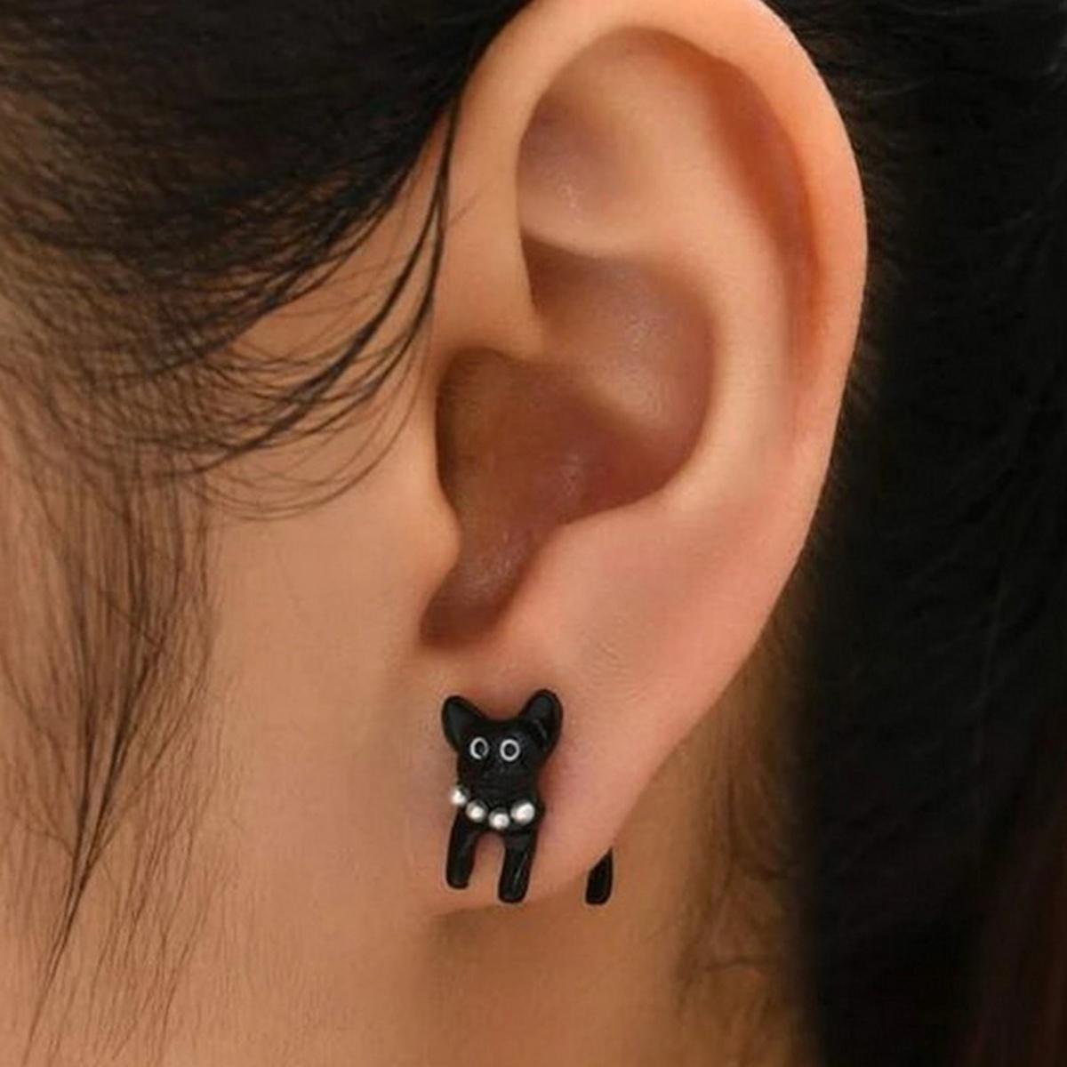 

Vintage Copper Color Cat Paw Back Stud Earrings For Women Men Cartoon Lovely Metal Little Kitten Animal Earrings Zircon Gift