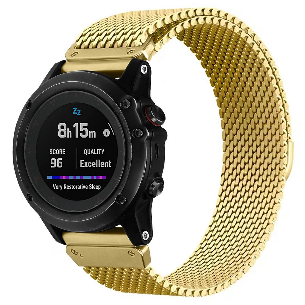 Watch Band for Garmin Fenix 5X/6X/7X/Fenix 8 Pro AMOLED 51mm Magnetic Stainless Steel Electroplating Reinforced Milanese Mesh Strap