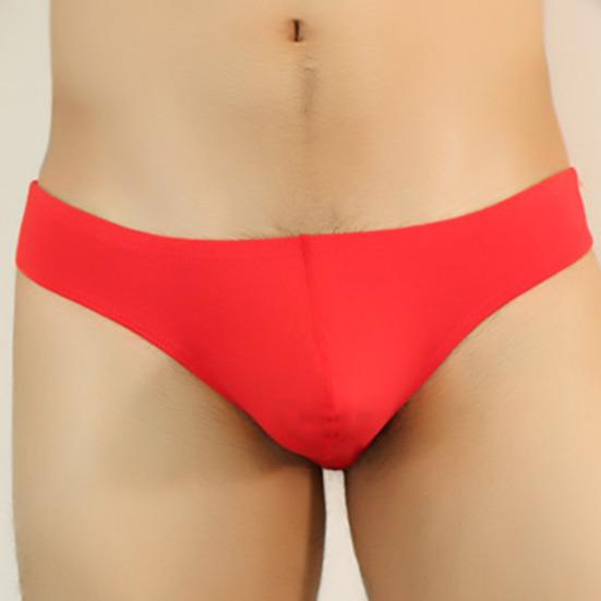Men Sexy Thong Solid Color T-String Three-Point U Convex Bag Briefs Low-rise Elastic Breathable Panties
