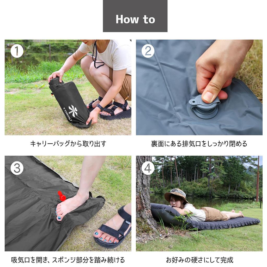TOBAU Air Foot 190 x 70 10 Outdoor Moisture Pillow Disaster Sleeping in the Storage Bag Thick Gray Single Mat, Camping, Operated, cm, Thickness cm,