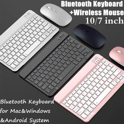 1PCS 10/7 Inch Wireless Keyboard Bluetooth Keyboard with Wireless Mouse for IPad Phone Tablet Rechargeable Keyboard for Android IOS Windows