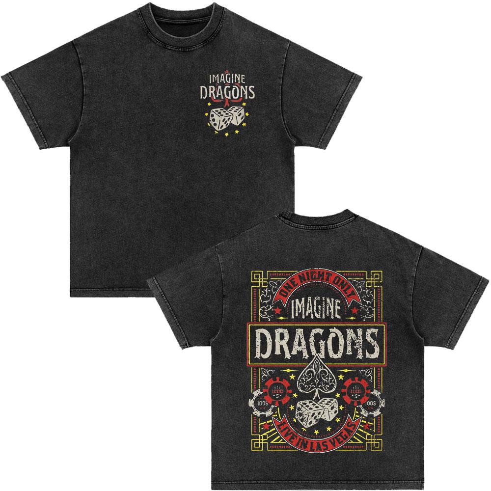 Imagine Dragons Loom World Tour Vintage Washed T Shirt Rock Band Tshirt Men Women High Quality Cotton Short Sleeve T Shirt