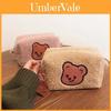 Korean Style Cute Cherry Bear Cosmetic Organizer With Soft Plush Material For Women
