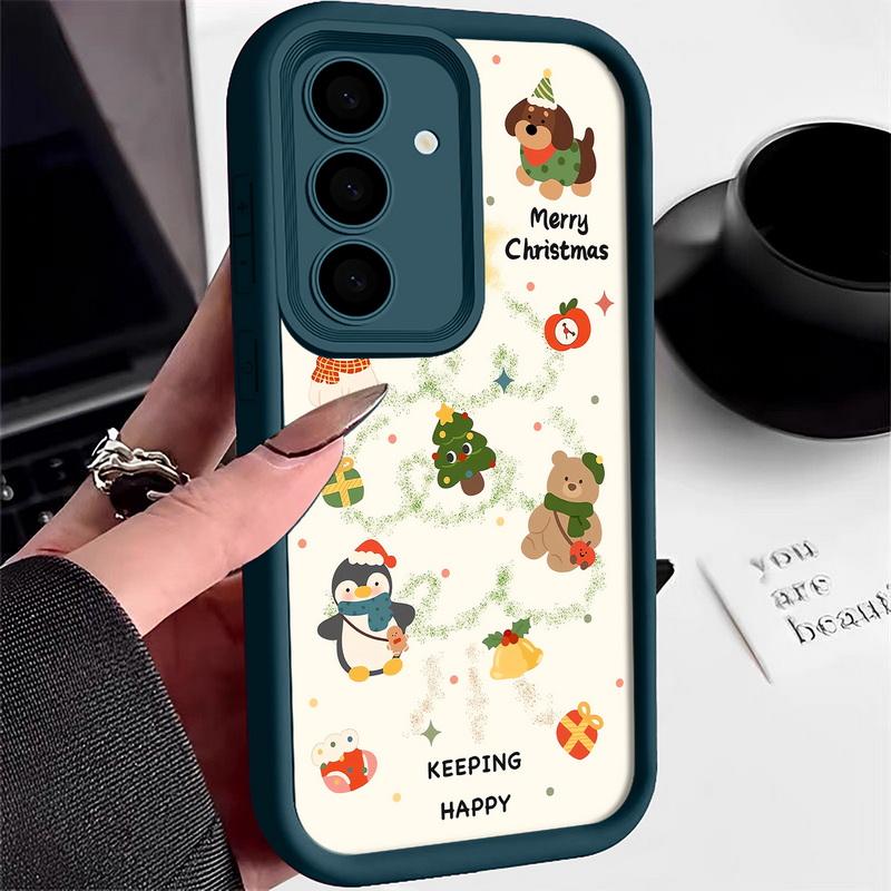 

Мультяшный Рождественская Елка Снеговик Узор Чехол для Телефона Для Samsung Galaxy S25 Edge S24 FE S23 S22 Ultra Plus A17 A56 A36 A16 A15 A55 A54 Мягкий Чехол для Телефона Galaxy S23 FE синий