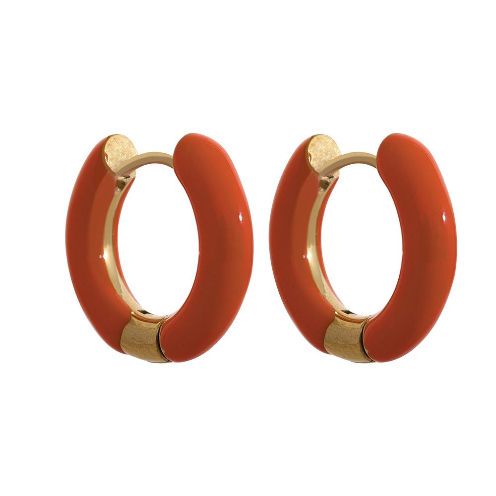 

Yhpup 20mm Trendy Orange Green Enamel Stainless Steel Round Hoop Huggie Earrings Waterproof Charm Fashion Daily Jewelry Women
