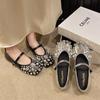 Fashion Womens Flat Shoes Mage Fairy Style Silver Sequin Mary Jane Basic Spring Autumn Niche Rhinestones Skirt Party 2024 New Designer