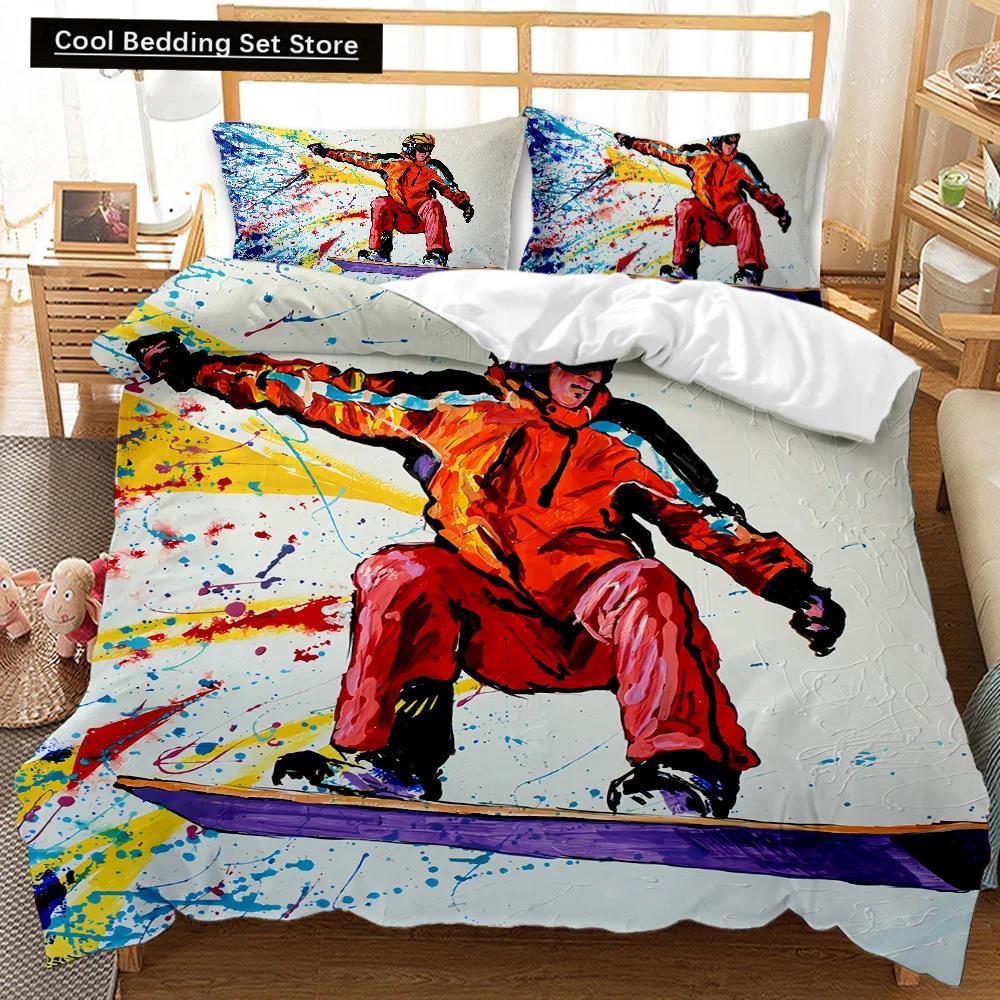 Comforter Skiing Snow Mountain Comforter Extreme Sports Game Polyester Snowboard Double Queen King Size