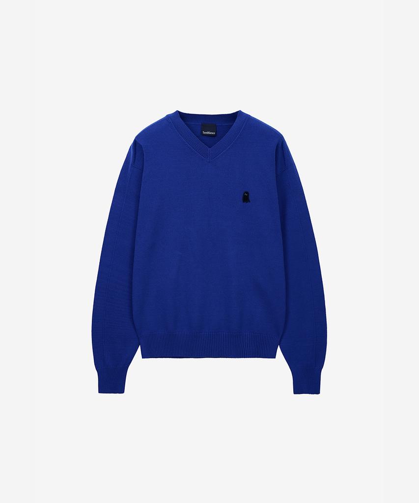 ZIOSONGZIO Semblance Whole Garment V-Neck Knit Blue Zi2Kt807Bl