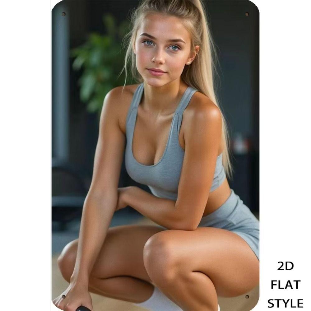 Fantasy Metal Wall Art Decor, Girl with Goldfish, 20x30cm Bedroom Sign